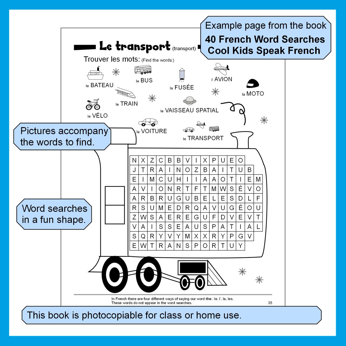 My book 40 French Word Searches Cool Kids Speak French is a great French class resource as it makes learning French fun and it may be photocopied for class or home use.  Amazon link is amazon.co.uk/French-Word-Se… RRP £6.99 #FrenchForKids #FrenchPGCE #LearnFrench #FrenchKS2 #FrenchKS3