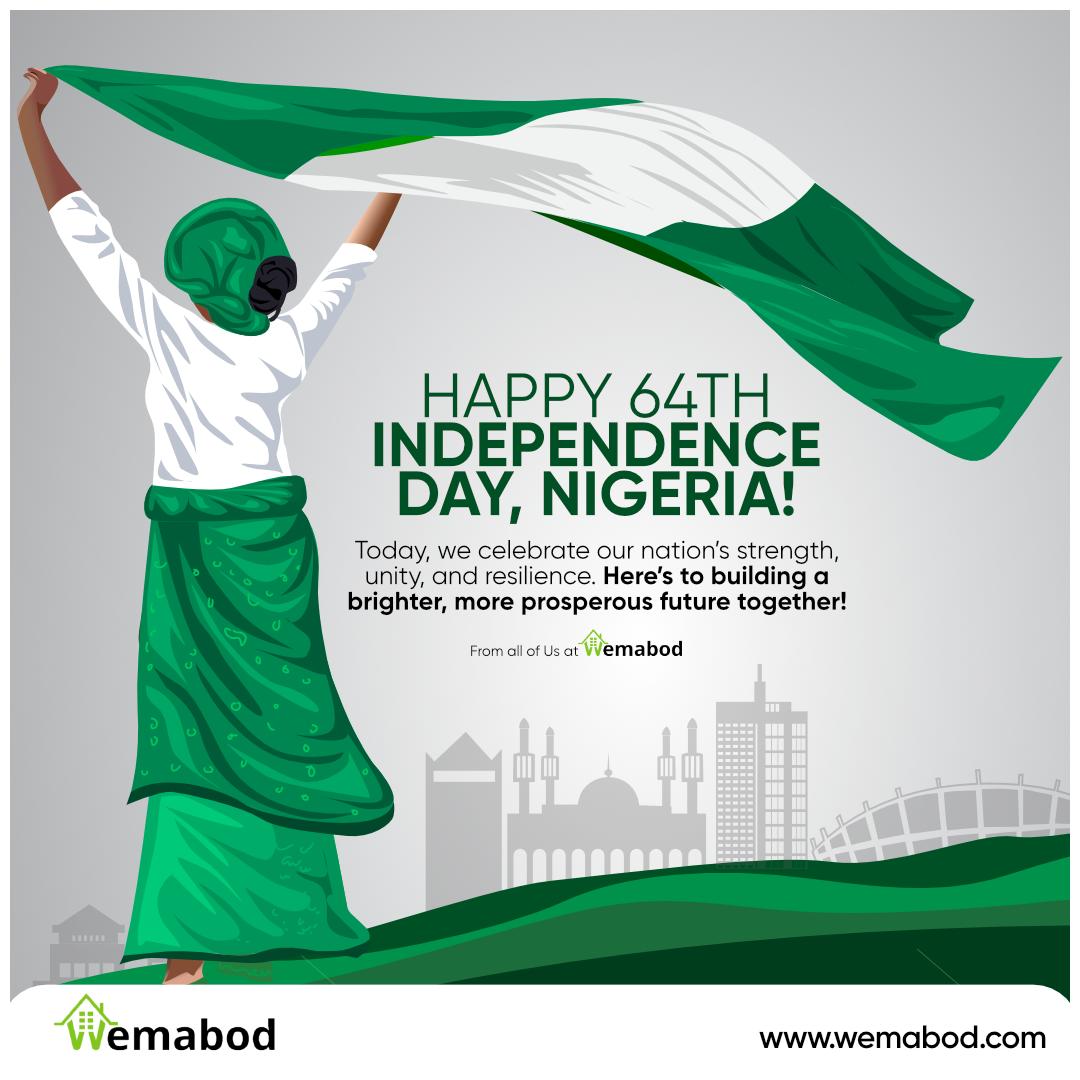wemabodltd's tweet photo. Happy 64th Independence Day, Nigeria!

Here's to celebrating our rich heritage, unity, and the bright future we're building together. At Wemabod we're proud to contribute to the growth of this great nation. Let's keep rising

#IndependenceDay #Nigeria #Wemabodltdd https://t.co/AkALDc693J