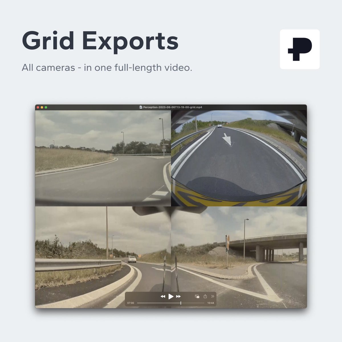 _PerceptionApp's tweet photo. New and exclusive in Perception v2.5.0 - Export your events in one single video, with our new grid export option! Available now on iPhone, iPad, and Mac - Android support landing soon! 🚀

Download link in comments!

#tesla #teslacam #sentrymode #dashcam https://t.co/r0KdGKf7X0