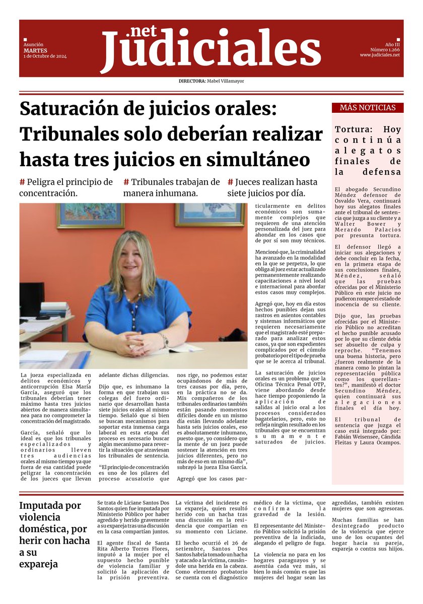 ¡Muy buen día, feliz martes!

Te dejamos la Tapa de #JudicialesNet de hoy ⚖️