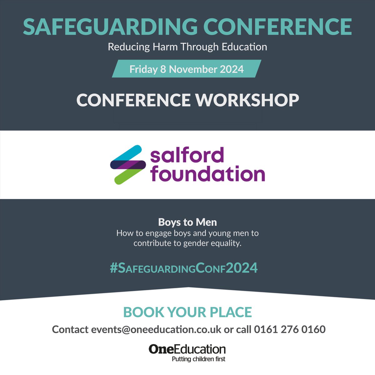 We can't wait to hear from the <a href="/SalfordFDN/">Salford Foundation</a> at this year's #SafeguardingConf2024!

Consider what ‘positive masculinity’ looks like within your settings and how schools can engage boys and young men to contribute to gender equality.

Grab your tickets: bit.ly/3UdL1Uc