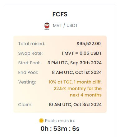 BSCS Official (@bscs_global) on Twitter photo ‼ ONLY 1 HOUR LEFT TO JOIN THE METAVIRUS FCFS ROUND ON BSCS LAUNCHPAD
Time is running out; this is your last chance to join the <a href="/MetaVirus_games/">MetaVirus Official (We’re hiring tremendously)</a> #IDO without any requirements!
👉 JOIN AT: bscs.finance/Ido/Details?MVT 👈
💲 Price: $0.05
⏰ Time: 3 PM, 30 Sep - 8 AM, 1 Oct (UTC)
⏰ ‼ ONLY 1 HOUR LEFT TO JOIN THE METAVIRUS FCFS ROUND ON BSCS LAUNCHPAD
Time is running out; this is your last chance to join the <a href="/MetaVirus_games/">MetaVirus Official (We’re hiring tremendously)</a> #IDO without any requirements!
👉 JOIN AT: bscs.finance/Ido/Details?MVT 👈
💲 Price: $0.05
⏰ Time: 3 PM, 30 Sep - 8 AM, 1 Oct (UTC)
⏰