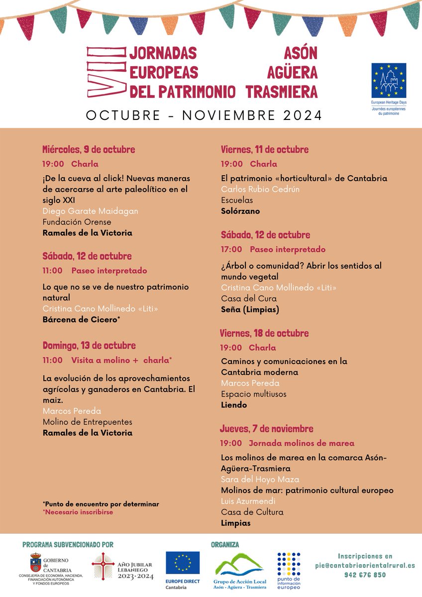 PIECantOriental's tweet photo. Un año más, y ya van siete, celebramos las Jornadas Europeas del Patrimonio en Asón-Agüera-Trasmiera.

Charlas y paseos para descubrir arte paleolítico, variedades hortícolas tradicionales, árboles, caminos, molinos hidráulicos y de marea...

#EuropeanHeritageDays https://t.co/D1eBhi5KTS