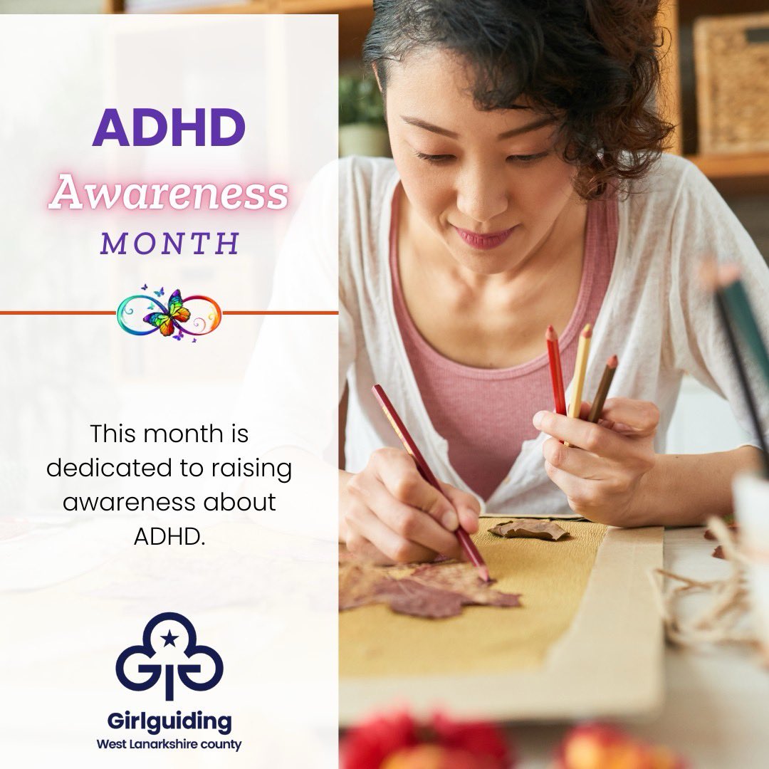 📅 October is ADHD Awareness Month, aimed to raise awareness of what people with ADHD experience daily and to educate others about the misunderstandings of ADHD.
👉Learn more about ADHD - ow.ly/zqri50PRCwI

 #GirlguidingWestLanarkshire