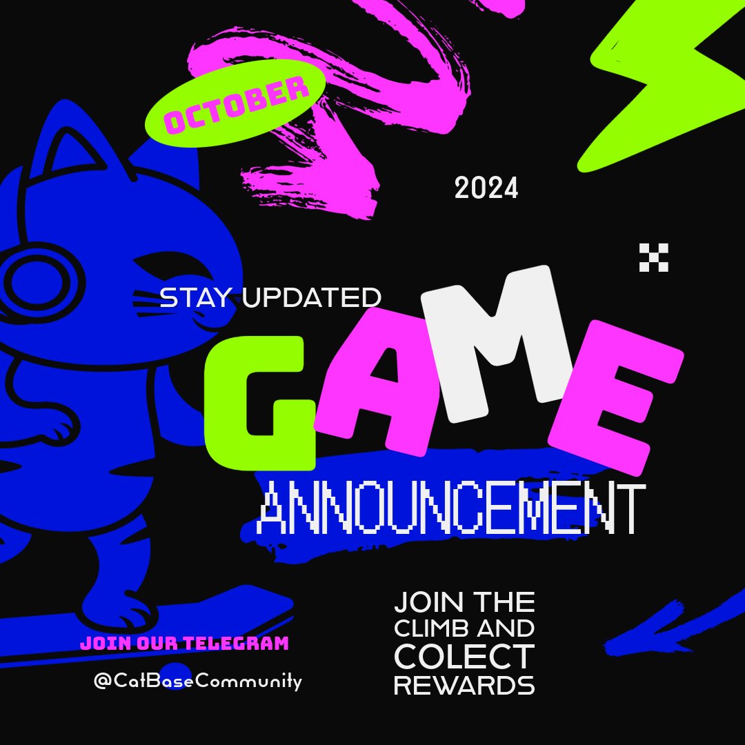 🚀 CatBase Play2Earn is coming! 🎮 Get ready to collect points, unlock rewards, and compete in an exciting climbing challenge! 🐱💰

Stay updated and join our community on Telegram for the latest news and early access!
👉 Join here!
#CatBase #Play2Earn #Crypto