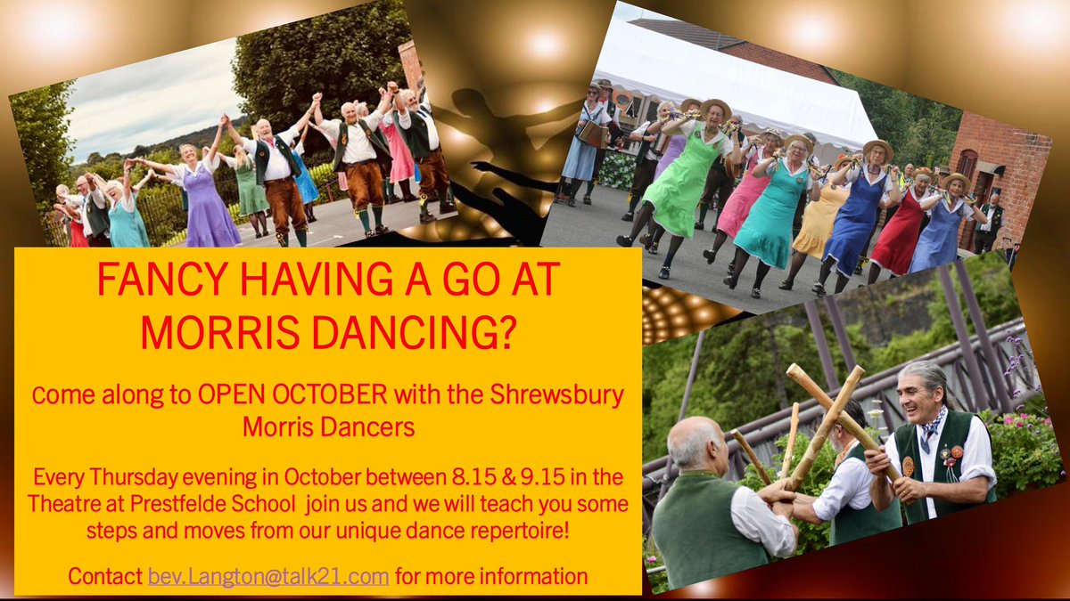 So, it’s now officially Open October which means, if you’ve ever fancied having a go at Morris Dancing, now’s your chance! We’d love to see you. 👇👇👇👇👇👇👇👇👇👇👇
