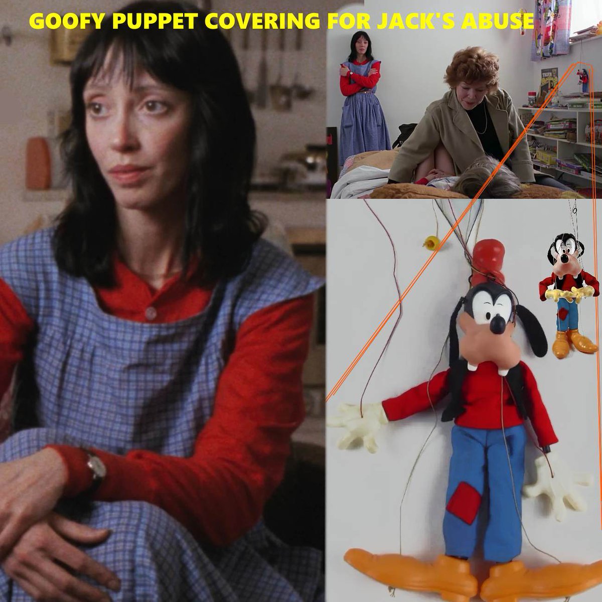 DammitTees's tweet photo. Wendy is the caretaker. She covers for Jack's abuse.
Jack never works
unless you count typing
"All work and no play makes Jack a dull boy."
#puppet #denil #marionette #shellyduvall #jacknicholson #stanleykubrick #kubrick #TheShining https://t.co/XPYN8nzrmh https://t.co/OuxnieLAxH