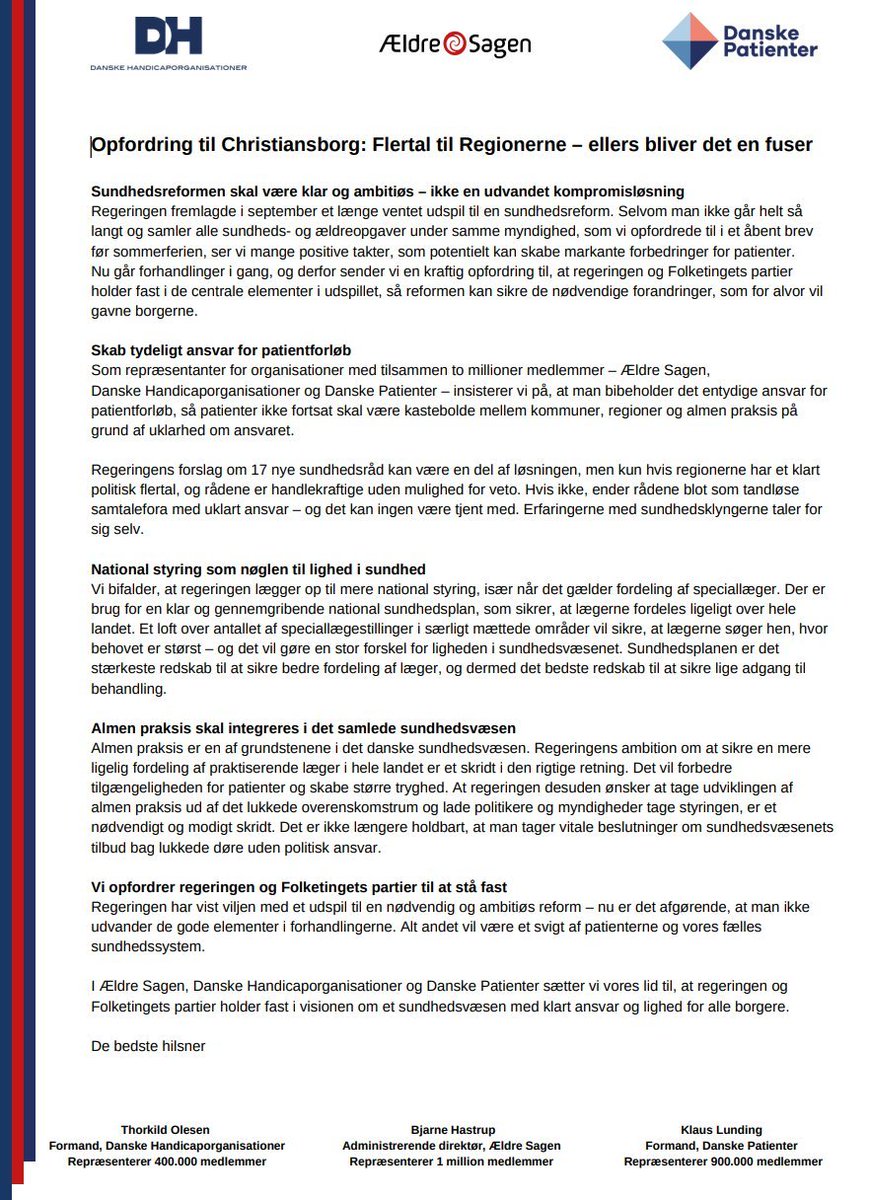 Astrid Blom (@ablom_parkinson) on Twitter photo Parkinsonforeningen står fuldt bag meldingen fra DH, Danske Patienter og Ældresagen til Folketinget om at skabe et tydeligt ansvar for patientforløb. Herfra en klar opfordring til at holde fast i ambitionerne i jeres gode udspil <a href="/sophieloehde/">Sophie Løhde</a> #sundpol Parkinsonforeningen står fuldt bag meldingen fra DH, Danske Patienter og Ældresagen til Folketinget om at skabe et tydeligt ansvar for patientforløb. Herfra en klar opfordring til at holde fast i ambitionerne i jeres gode udspil <a href="/sophieloehde/">Sophie Løhde</a> #sundpol