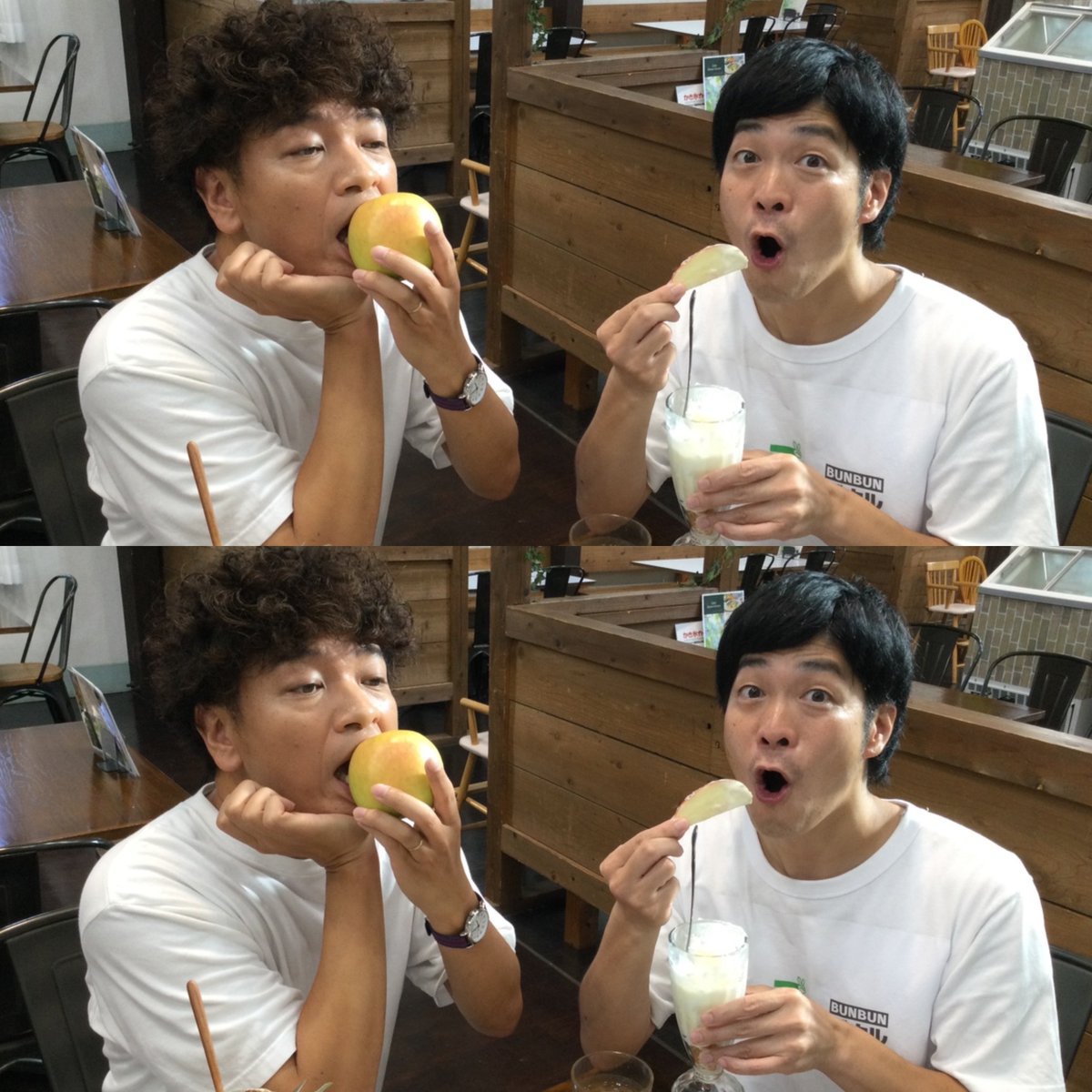 bsyoshimoto's tweet photo. 💙本日の #ジモトノチカラ ありがとうございました🩵

インドネシアからは #PasarSanta 🐈🍚
石川県からは #加賀フルーツランド 🍎🍏

をご紹介させていただきましま！

🎶市長村長うた自慢まち自慢では #佐賀県大町町 から気合いが入りまくった団扇のデコレーションにも注目です👀🎤

そして、本日は #COWCOW さんがゲストでした✨
最後に撮影したお写真の佐久間さんの表情がいつもとは違うような❓最高の笑顔です🌼

見逃し配信は2週間無料でご覧いただけます💪
https://t.co/SuA5g6y0lA