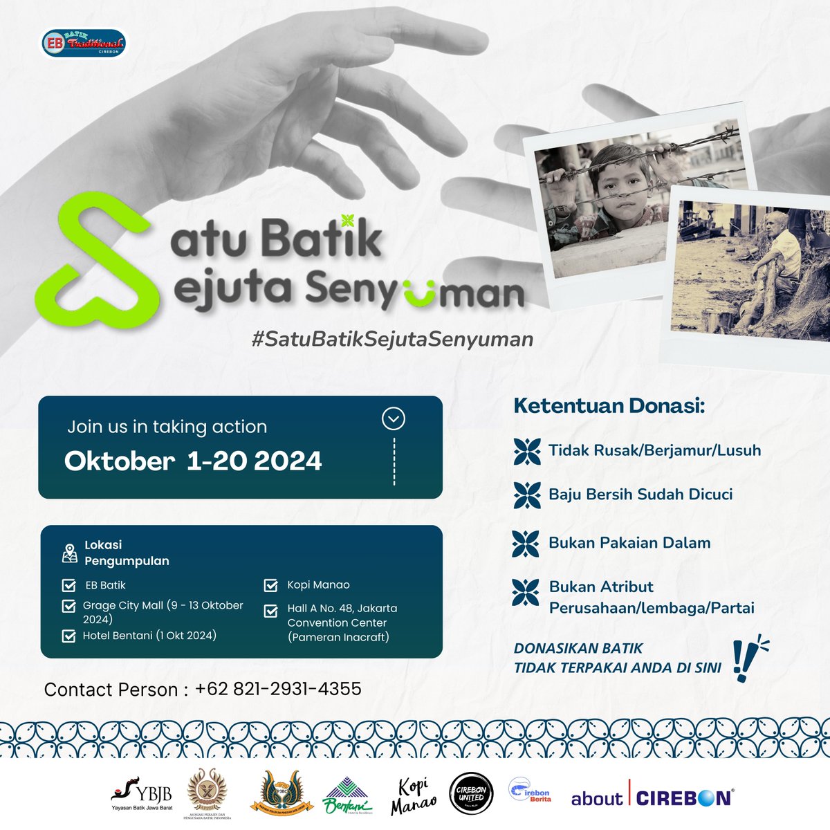 AboutCirebonID's tweet photo. Satu Batik Sejuta Senyuman #cirebonevent #cirebon https://t.co/wrf0dXRu26 https://t.co/lFbCNk6b6t