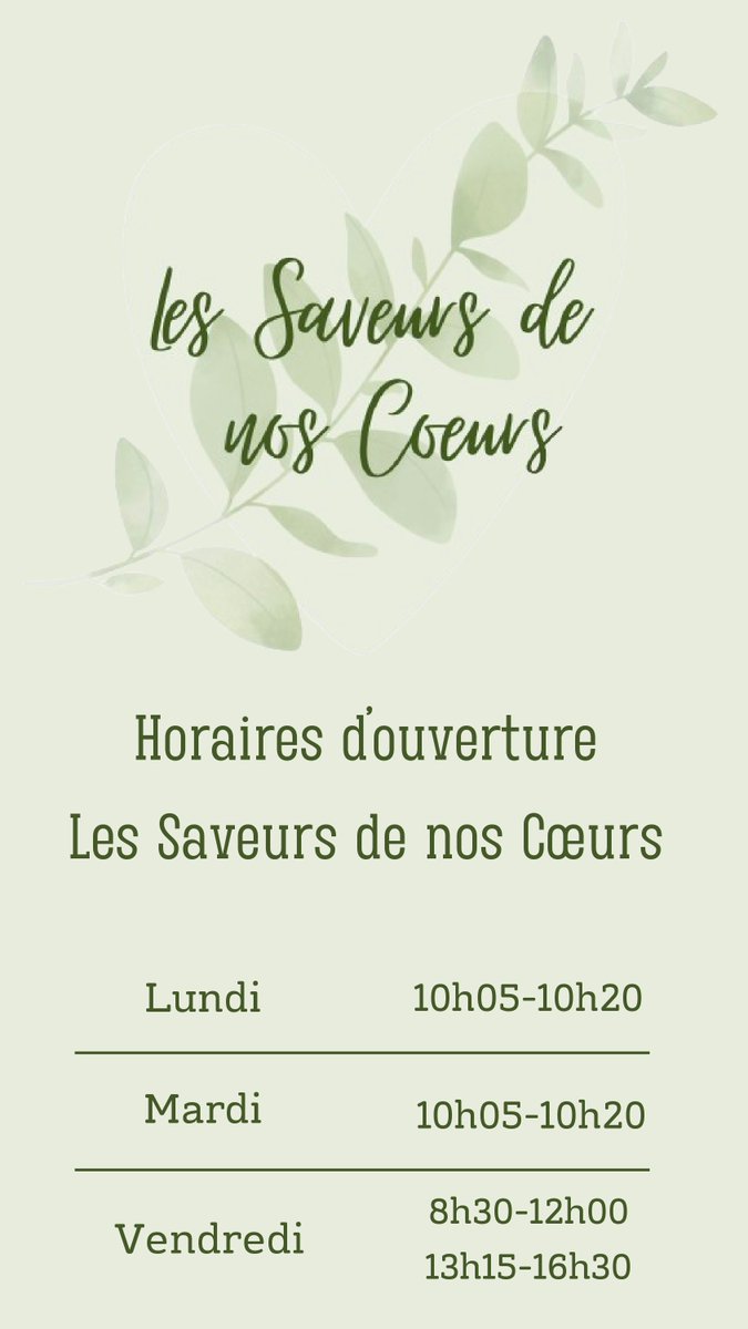 🌸 Chers élèves et professeurs, 🌸

C’est avec beaucoup de joie que nous vous annonçons la réouverture de notre épicerie Les Saveurs de Nos Cœurs. 🤗✨

Nous avons hâte de vous retrouver 🫶

À très bientôt chez Les Saveurs de Nos Cœurs !