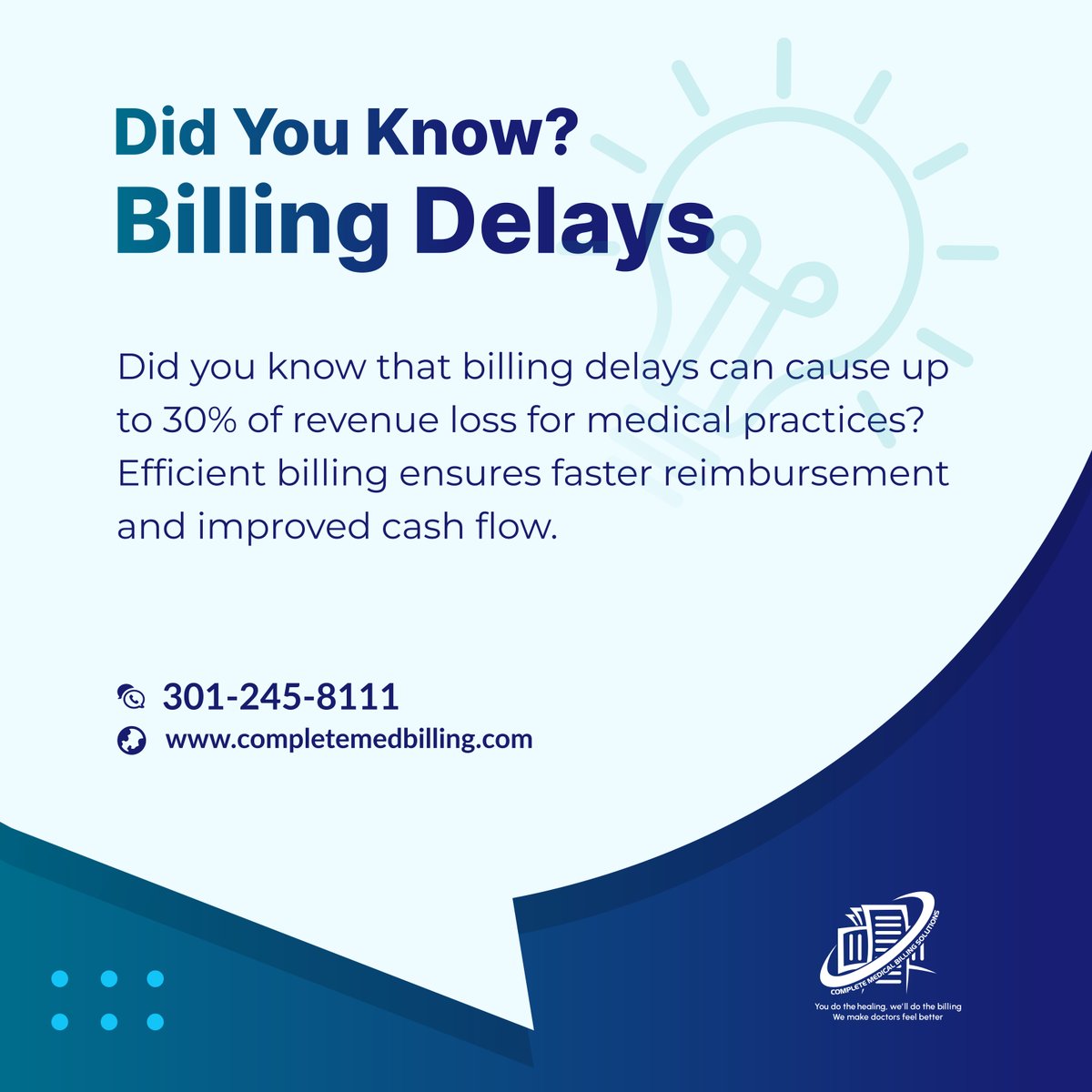 cmbsllc2024's tweet image. Reduce your practice’s revenue loss by streamlining billing processes. Our billing services help you avoid costly delays. 

#WhitePlainsMD #MedicalBillingServices #RevenueCycleOptimization