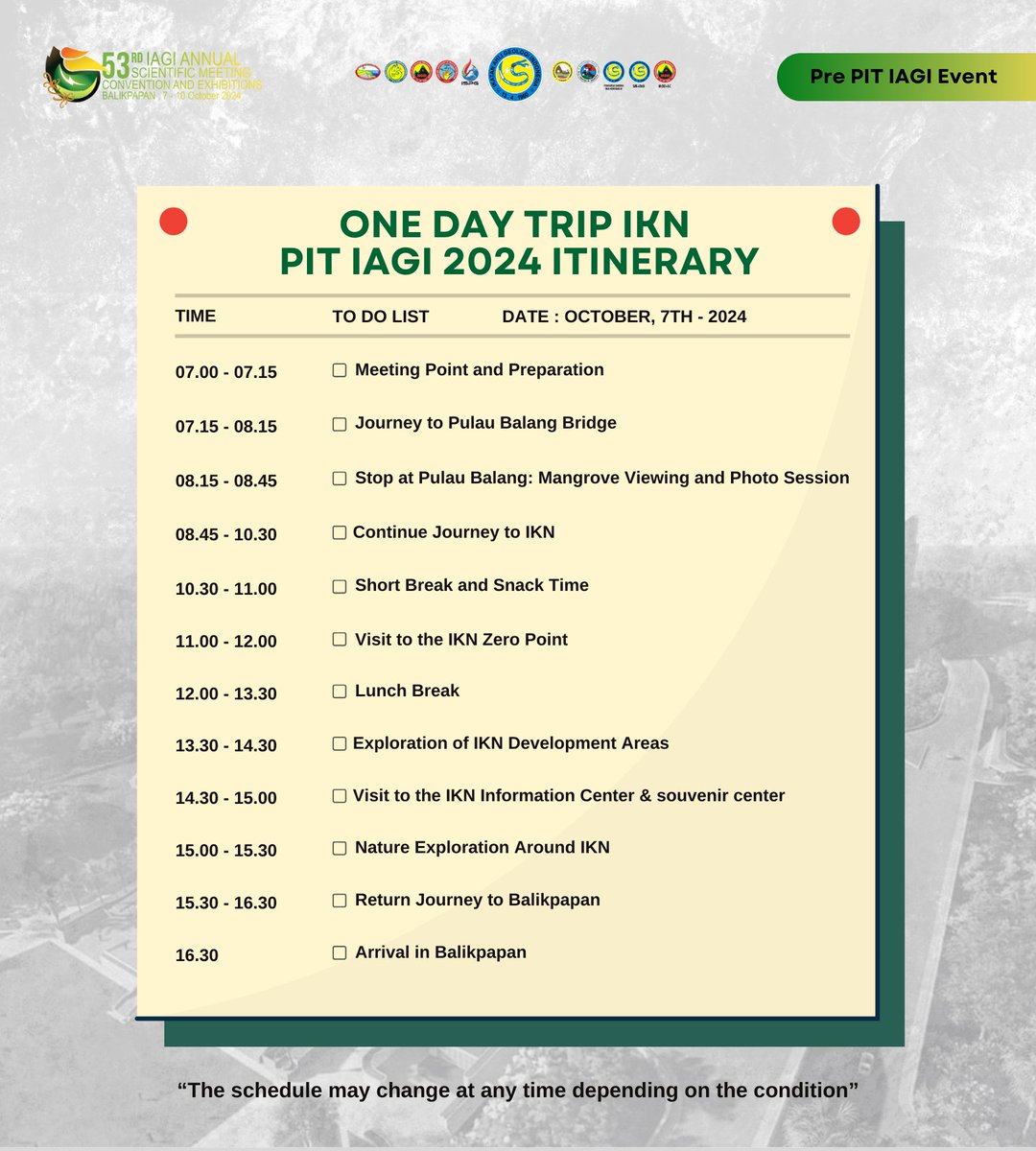 iagi_official's tweet photo. IAGI invites participants of The 53rd IAGI Annual Scientific Meeting, Convention, and Exhibition to visit the new capital of Indonesia through the One Day Special Trip to IKN Nusantara.
Register yourself via the link https://t.co/4kzhVv8Gmf, because seats are limited!
#IKN #IAGI https://t.co/gLrZ67c0kN
