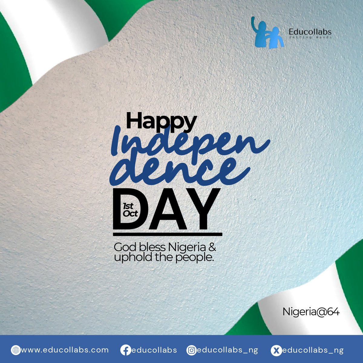 Educollabs_ng's tweet photo. Happy Independence Day Nigeria🤗 We continue to hope for a Nation and System that works. We ain't changing our words regardless of the happenings, we remain unruffled.

Registration is Easy
🌐shop.educollabs

#Educollabs #IndependenceDay #October2024 #NewMonth#NigeriaStudents https://t.co/8ZX3HV9Cwn