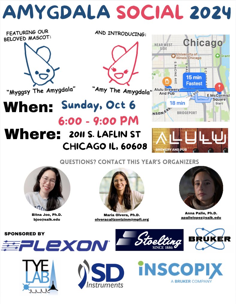 Join Us for the SfN Amygdala Social! 🎉
Please mark your calendars for a fun evening of networking and conversation.
Looking forward to seeing you there!
If you have any question please let me know! #sfn #SfN24 #amygdalasocial
