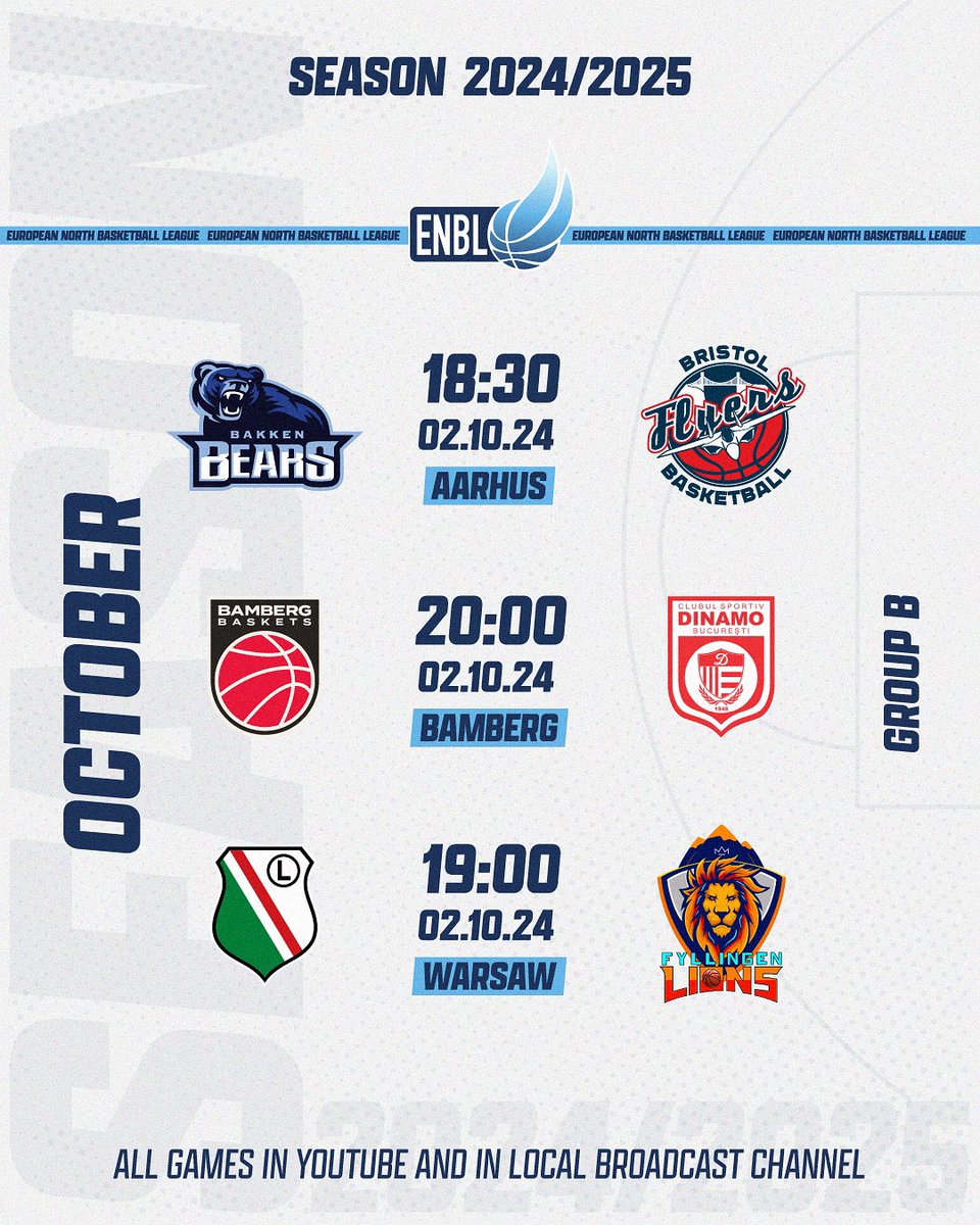 enbleague's tweet photo. 🗓️ Get ready for an thrilling October! 
The month kicks off with a triple-header on Wednesday. 

Don’t miss out on these matchups! 🏀🔥 
#ENBL  #OctoberIsHere https://t.co/GTvRaSWPA4