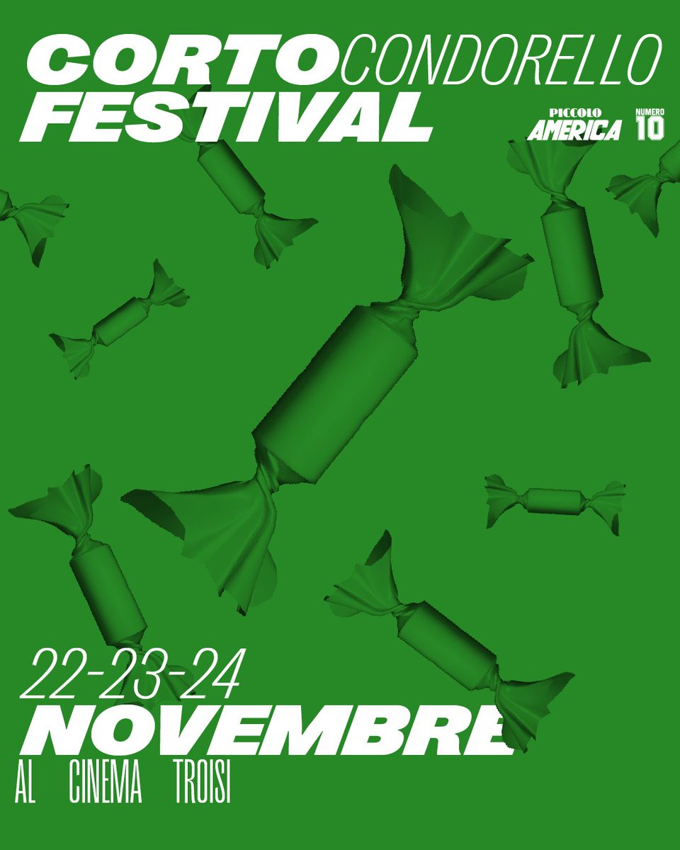 Corto Condorello è il festival di corti del #PiccoloAmerica, prodotto insieme a #Numero10.  

• Iscrizione gratuita fino al 20.10
• Sezioni in concorso: #Under35 e #Scuole
• Giuria presieduta da #PaoloSorrentino. 
• Al #CinemaTroisi, 22-24.10

↪️ cinematroisi.it/corto-condorel…