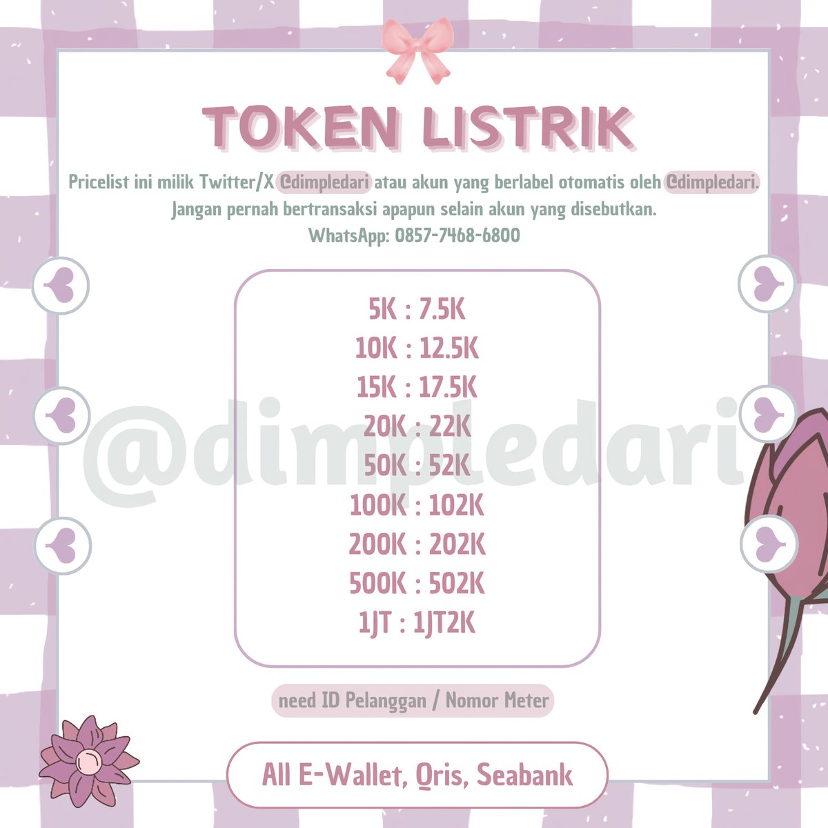 Jual token listrik , proses sat-set 1-5 menit. Need ID Pelanggan/No meter. ✨

Tags: #zonauang #zonajajan