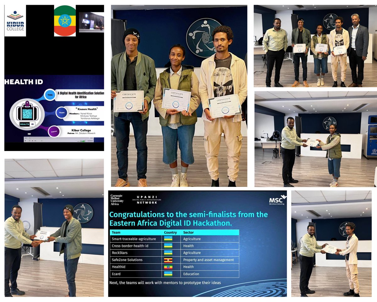Kibur College students secured 4th place at the East African Regional #DigitalID #Hackathon in #Kigali, #Rwanda! 🏆 <a href="/IDethiopia/">Fayda - Ethiopian National ID</a> <a href="/upanzi_network/">The Upanzi Network at CMU-Africa</a> <a href="/ID4Africa/">ID4Africa</a> #Ethiopia