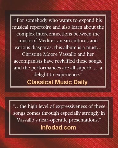 cmooresoprano's tweet photo. “The high level of expressiveness of these songs comes through especially strongly in Vassallo’s near-operatic presentations.” https://t.co/3hRjlKqtRc

For Your GRAMMY® Consideration
BEST CLASSICAL SOLO VOCAL ALBUM
From Al-Andalus to the Americas-An Odyssey of Spanish Song #fyc https://t.co/vWHnvvAUNx