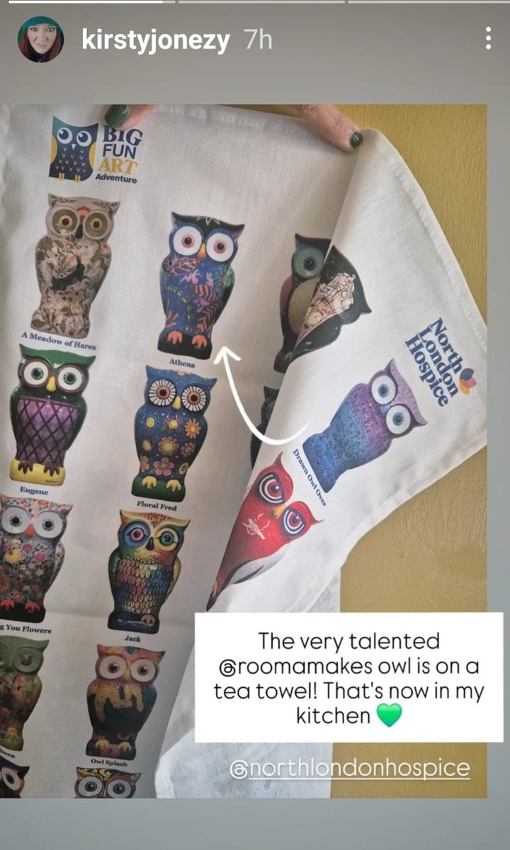 Roomamakes's tweet photo. Loved being involved in the North London Art Trail. Raising funds for  @northlondonhospice Having my painted sculpture amongst the superb designs across North London has been amazing!  Get the map and  find the 30 large owls. auction on 7th November at the Arsenal  Stadium! https://t.co/GhqIwQADpy