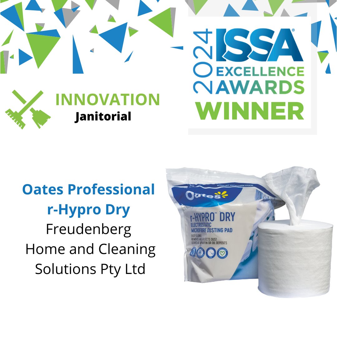 ISSAexpo's tweet photo. Congratulations to Freudenberg Home and Cleaning for their award in the Innovation Janitorial category!

The Oates Professional r-Hypro Dry product is the perfect solution.

Learn more about this product | https://t.co/842zXoJ5s6

#ISSAExpo24 https://t.co/y8DyrgtTqp
