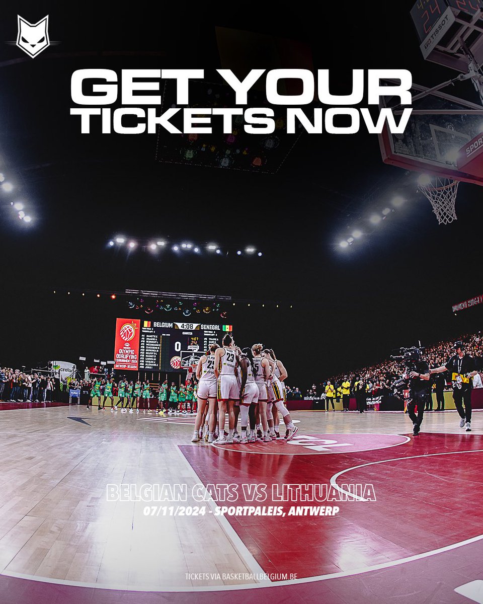 TheBelgianCats's tweet photo. All tickets are LIVE now! 🎫 🔥

Get yours via https://t.co/cGH1x5tiTi 👀

#basketballbelgium #crelansport #omdathetkan https://t.co/dqmmNjV1TG