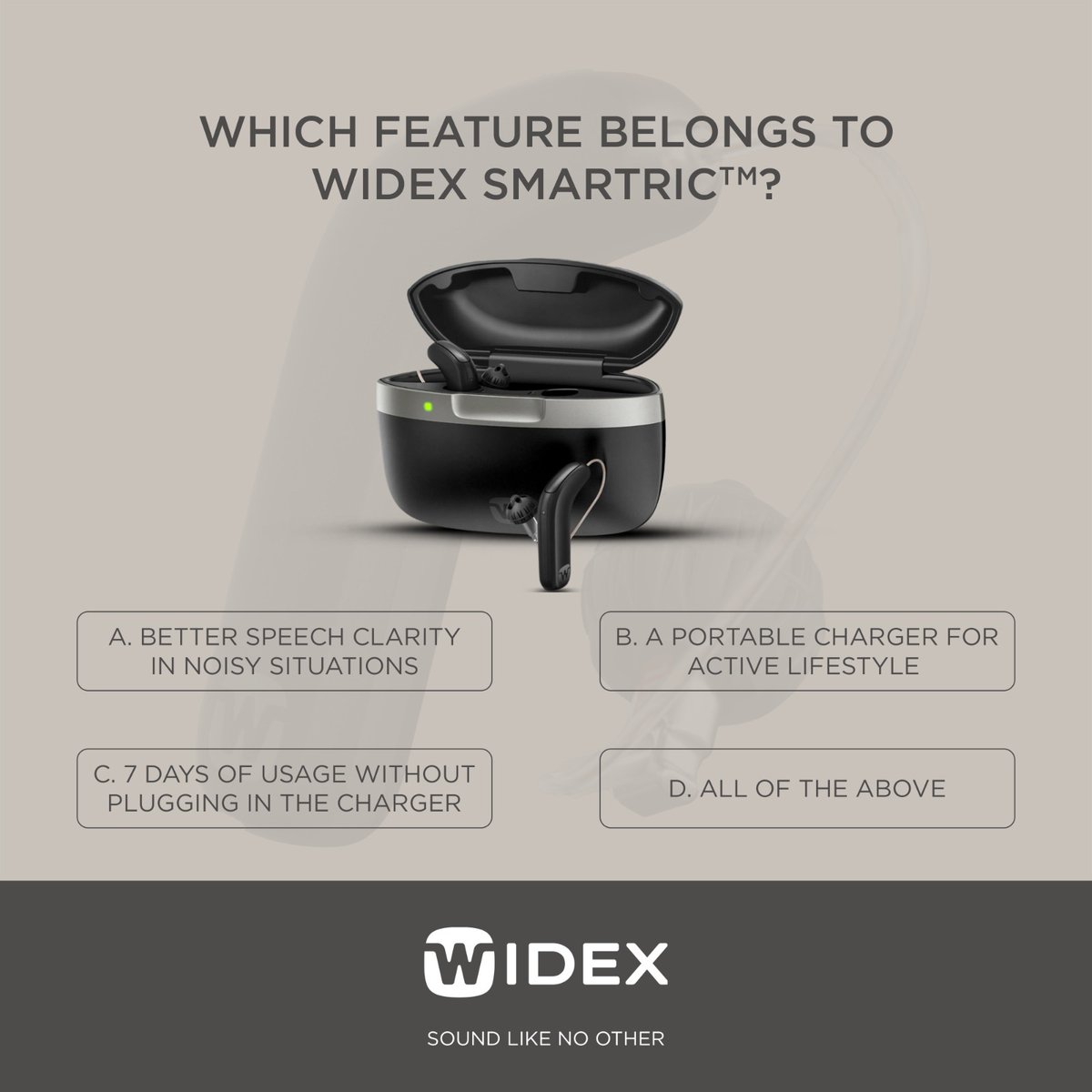 IndiaWidex's tweet photo. Widex SmartRICᵀᴹ unlocks natural hearing for users like no other. The advanced innovation merged with its sleek design helps users experience sound without any discomfort. Take a guess and choose the correct answer. ✅

📞 - +91-9650179292
🌐 - https://t.co/OjglRTpGzj

#WidexSmartRIC #PortableCharger #NewAngle #NaturalHearing #WidexHearingAids #PrioritizeHealthyHearing #EffortlessHearingWithWidex #HearingAids #HearPureWithWidex #WidexIndia #Widex