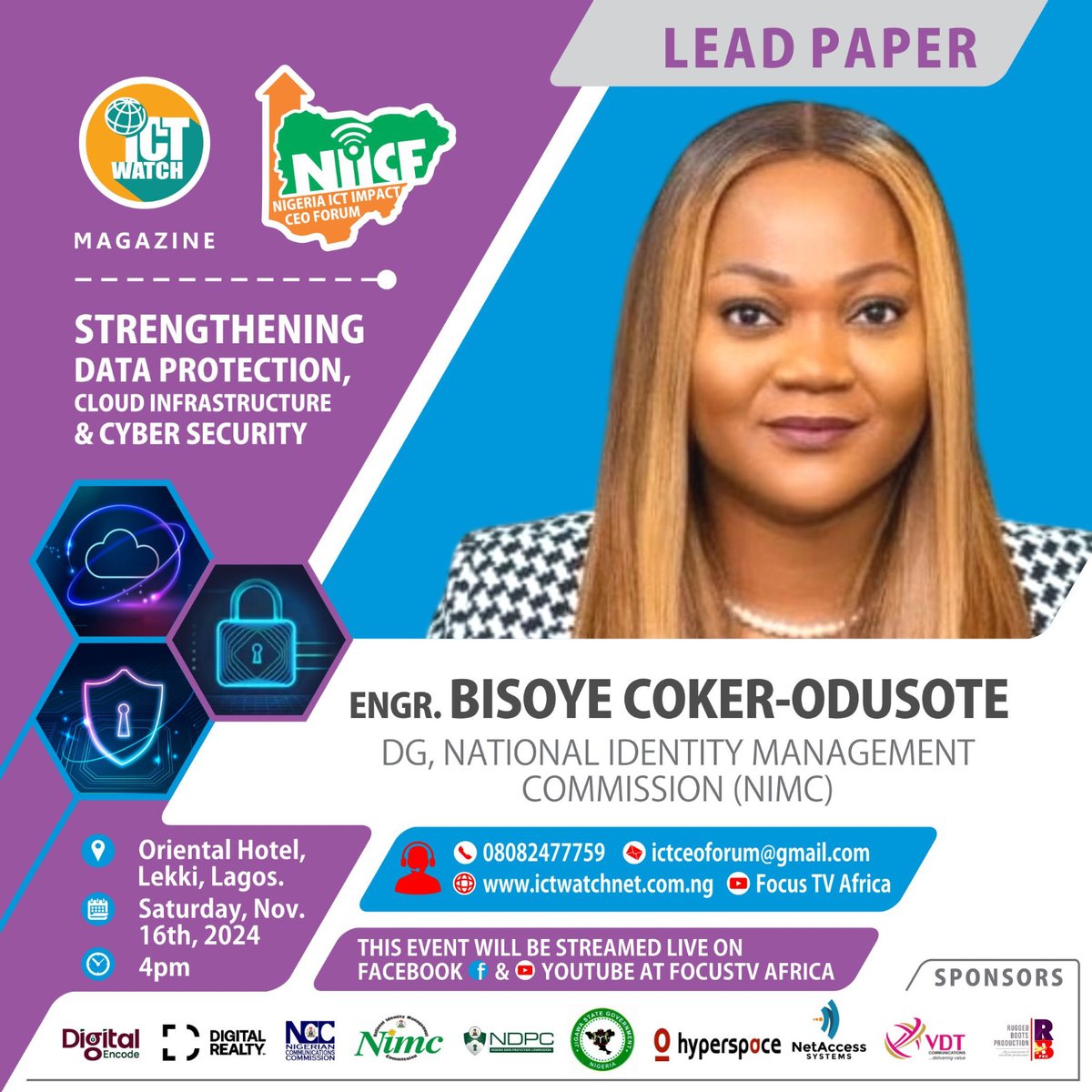 olalekanbabx's tweet photo. Happy 64th Independence Day, Nigeria!
Countdown to the Nigeria ICT Impact CEO Forum 2024  - Meet:  Engr. Bisoye Coker-Odusote - DG.  NIMC.  #ImpactCEO #ADA_Awards @EngrAbisoye @nimc_ng   Stream live on: 
https://t.co/bUgARGtdAW https://t.co/uswyj8xlrN  Don't miss it! https://t.co/OL7PoV98Tw