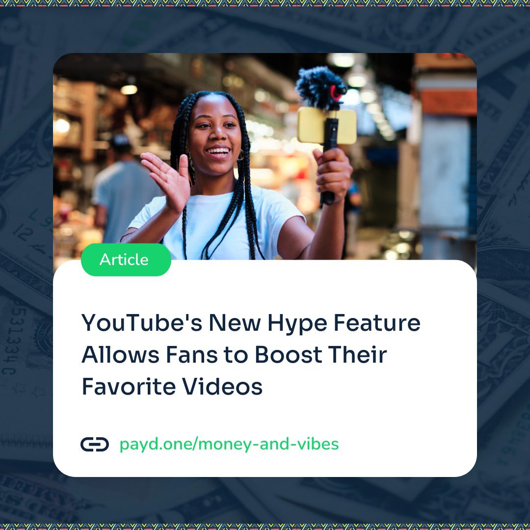 paydhq's tweet photo. โFans can โhypeโ a video thatโs been out for less than 7 days from a creator with fewer than 500K subscribers.โ โ Money & Vibes
Learn more about the new YouTube Hype feature at https://t.co/igqk3Hojnd โก๏ธ
#GenPayd #GetPayd https://t.co/fhlEZsp06b