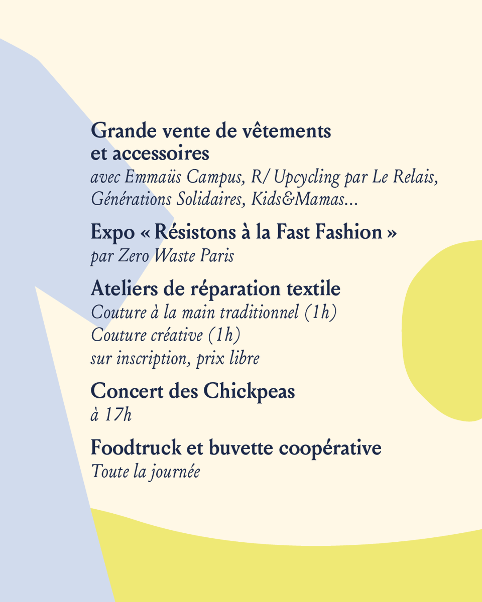 Les_Canaux's tweet photo. 📢 À l’occasion de la Semaine des Autres Modes 2024, la braderie solidaire des Canaux fait son grand retour !
🗓️Samedi 12 octobre, de 11h à 19h, venez découvrir une sélection de vêtements, pour petits et grands, proposée par des acteurs de l’#ESS.
🔎https://t.co/irYwTCQhev https://t.co/HD8WWLArUb