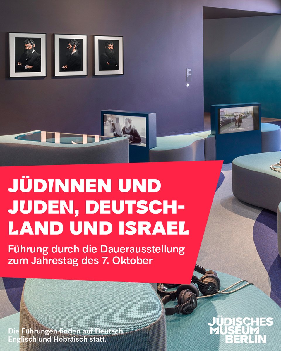 Am #7Oktober bietet das #JMBerlin zum Jahrestag des Terroranschlags der Hamas auf #Israel  Führungen an, die die Beziehung deutscher Jüdinnen und Juden zu Israel und die Entstehung des Zionismus im 19. und 20. Jahrhundert thematisiert. jmberlin.de/veranstaltung-…