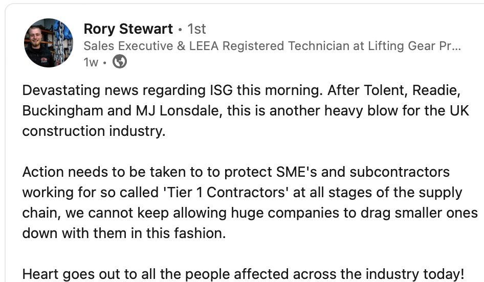 Hoist_Magazine's tweet image. As the industry copes with the devastating loss of jobs following news that #ISG has gone into #administation We round up the latest posts on social media in reaction to the announcement tinyurl.com/3zyrv5kp