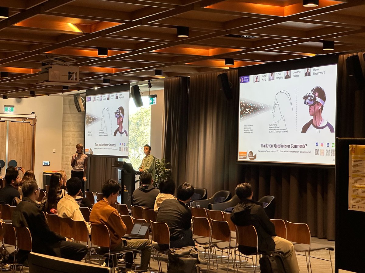 OtagoVisual's tweet image. Congrats to our PhD student Junlei Hong for giving a great presentation of his ToCHI paper “Visual Noise Cancellation: Exploring Visual Discomfort and Opportunities for Vision Augmentations” at #MobileHCI2024 after not being able to present at #CHI2024 due to visa issues.