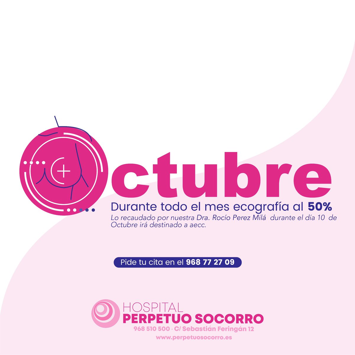 Octubre Rosa 🩷🩷🩷

🎀 Durante todo este mes hazte tu ecografía al 50% en nuestra unidad de radiología. 

Y el 10 de Octubre todo lo recaudado por nuestra <a href="/dra/">どら＠常時寝起き</a>.rocioperezmila irá destinado a aecc. 

👉🏼 Pide ya tu cita en el 968 77 27 09

#octubrerosa #cancerdemama #ecografia