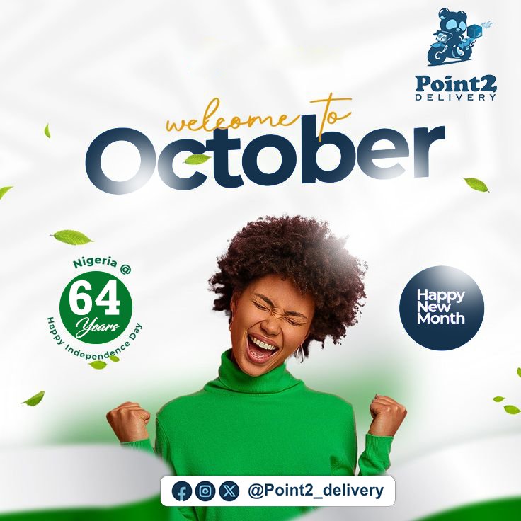 Point2delivery's tweet image. Happy New Month and Independence Day 🇳🇬
#point2delivery #IndependenceDay2024 #deliveryservice #lagos