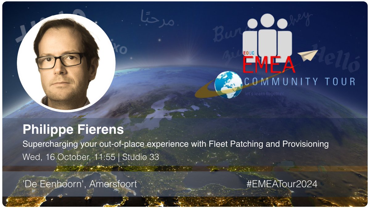 Happy to join the EMEA Community Tour in Amersfoort, I have two sessions on FPP to get you started on Thursday :-) Thank you <a href="/nl_OUG/">nlOUG</a> for accepting me.