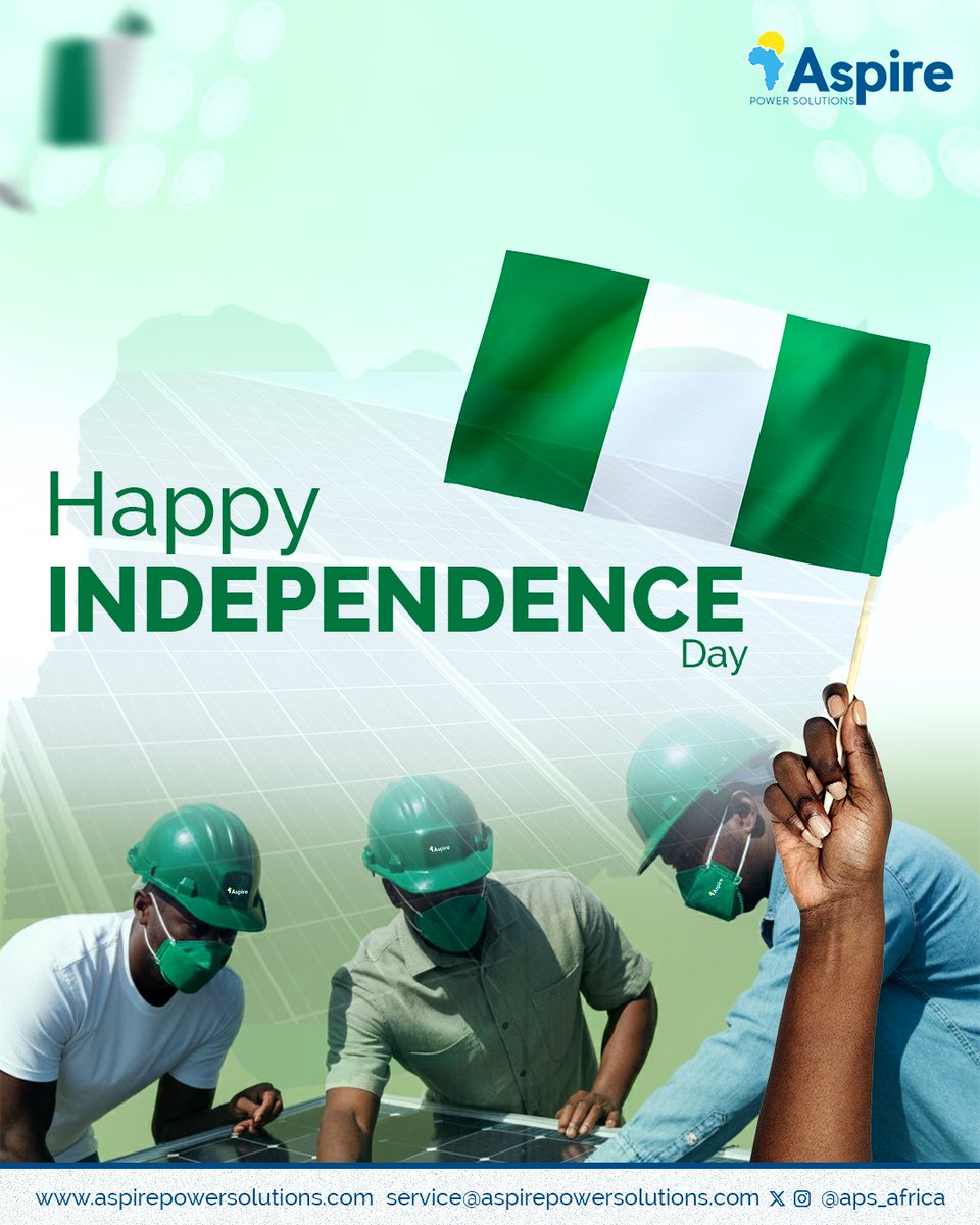 Despite the challenges, we believe in the strength and potential of our great nation. Here’s to hope, progress, and a prosperous new month! 

Happy Independence Day! 🇳🇬

#aspirepowersolutions #abetterenergyexperience #solarcompany #HappyNewMonth