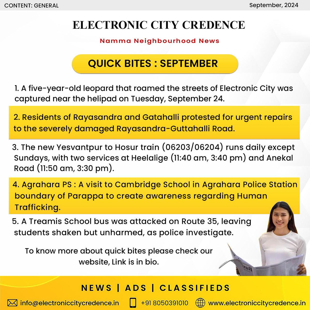 ecitycredence's tweet image. Stay updated with the latest headlines! Check out our exclusive newsbites poster for quick insights on current events. electroniccitycredence.in/news-bites-sep…

#newsbites #issue33 #StayConnected #electroniccitycredence #electroniccity #Bengaluru #karnataka #media