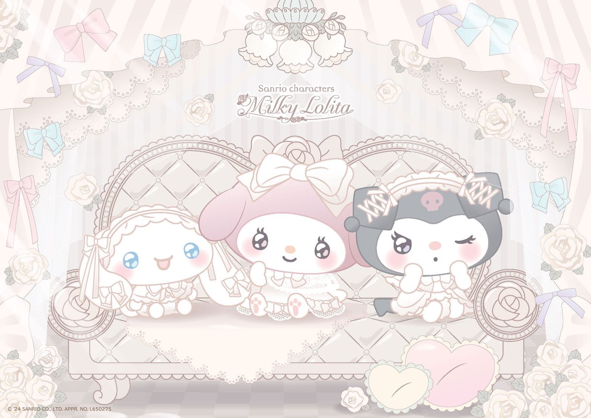 #セガプライズ オリジナルアート
　 ✨🩵Milky Lolita🩵✨
･･━✧━･･･━✧━･･･━✧━･･
ミルキーカラーの衣装と、きゅるりとしたおめめがかわいい「クロミ / マイメロディ / シナモロール」のぬいぐるみやマスコットが来春登場するよ✨
いいなと思ったら🩷、ほしいと思ったら🔃してね。