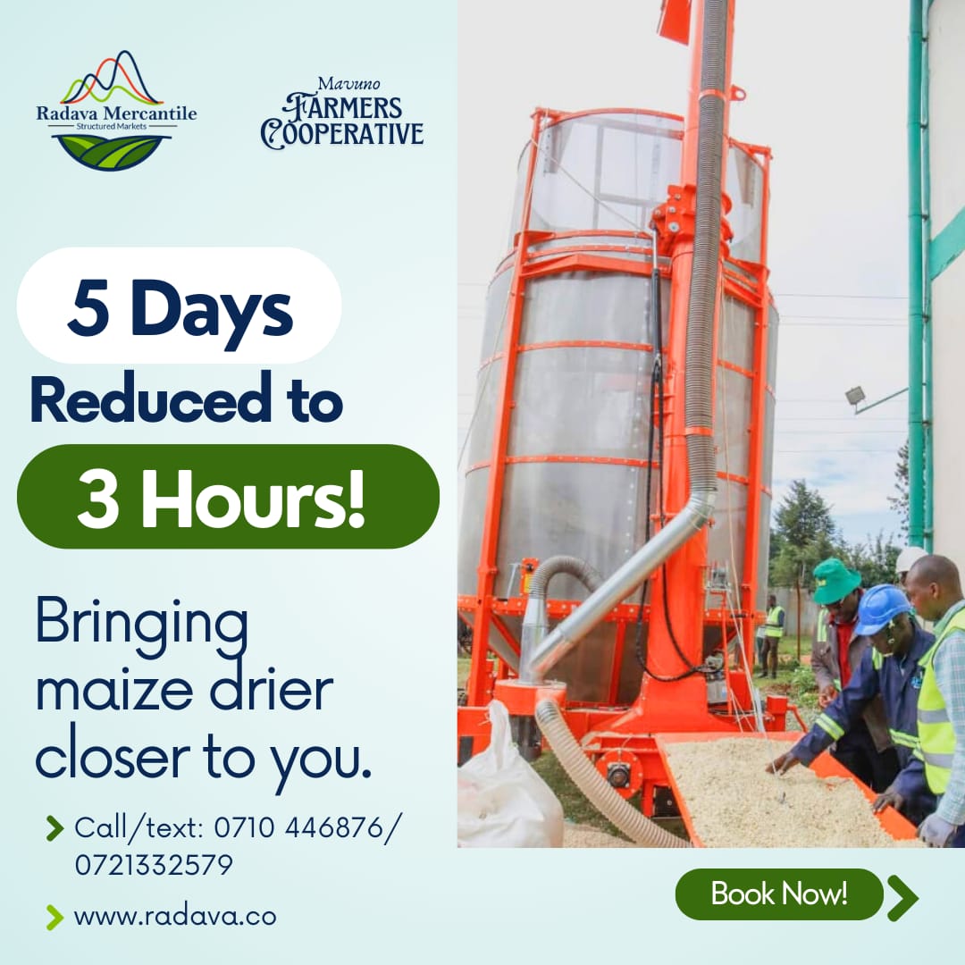 In partnership with Mavuno Cooperative, we are bringing maize drier right to your doorstep! 

No more waiting for days under the sun ~ with our advanced maize drying machine, you dry your maize in just 3hrs

The best part! We come to you
Book Now:
docs.google.com/forms/d/e/1FAI…