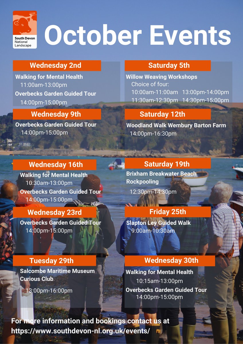 Check out our October events! ⬇️
Reminder: some events require booking. Go to our website for more info southdevon-nl.org.uk/events/