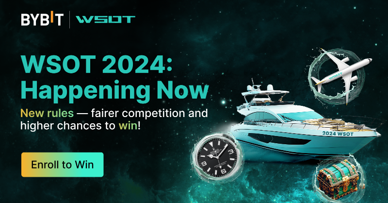 Bybit_Official's tweet photo. 🏆 #WSOT2024 Registration Opens!

🔥Get ready for the biggest prize pool ever: 10,000,000 $USDT, a luxury yacht, Rolex watches, world trip tickets and more up for grabs.

Registration Has Started! Click Enroll to Win to Join the Competition Now!