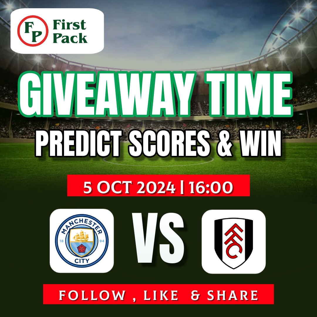 🎉 GIVEAWAY ALERT! 🎉
We're excited to announce a fantastic giveaway for the upcoming match this Sat, Oct 5, 2024, Manchester City vs Fulham! ⚽️

To enter:

Like this post 👍
Follow our page 📲
Retweet this post🔄
Predict score line