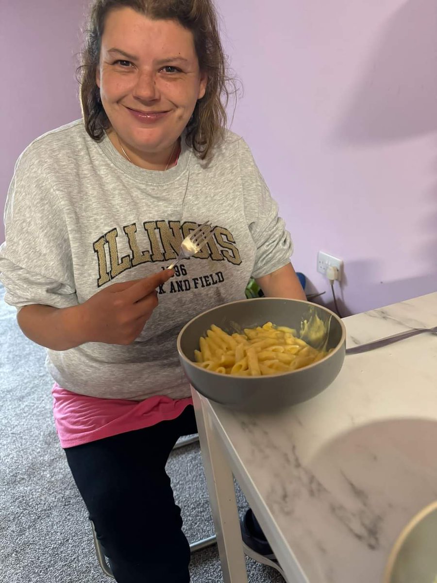 Karen moved into the Scone service in March and her goal is to learn the skills she needs to be independent and eventually move back to her own tenancy in the community. Cooking is one skill she would love to have!

Here is Karen with her delicious homemade macaroni and cheese 😋