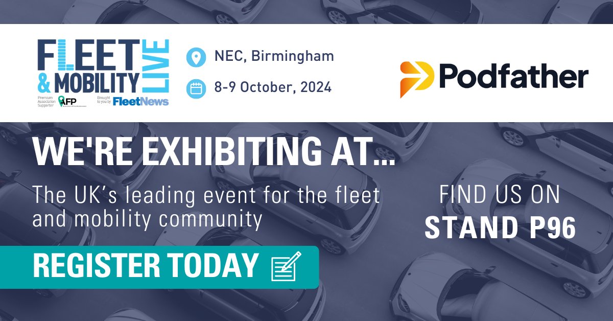 thepodfathercom's tweet photo. We're going to the @FleetLive conference on the 8th and 9th of October at the NEC in Birmingham; find us on stand P96. Visit the event website for more information https://t.co/MnVuAiaNEH
#events #fleetandmobility #routeplanning #UKtrasnport https://t.co/DNiwNNxnwh