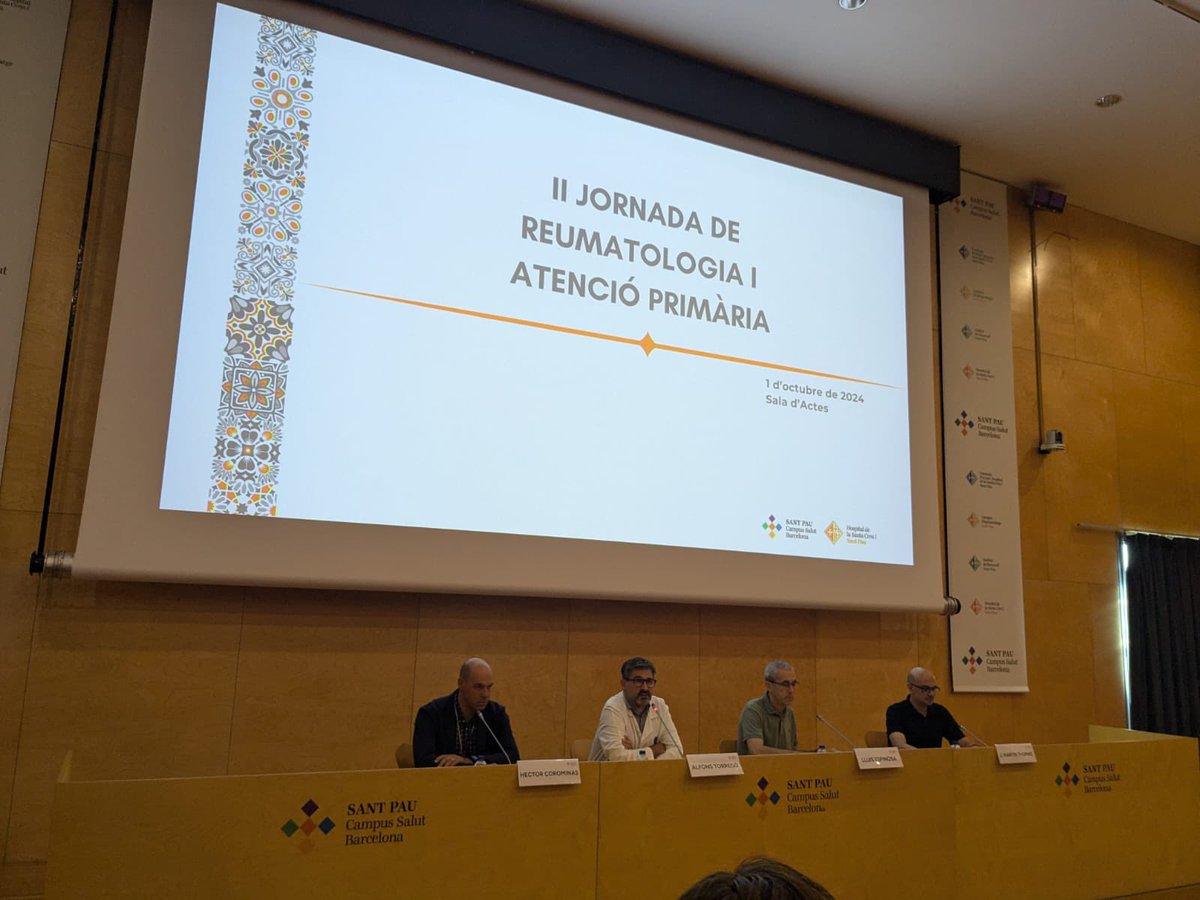 Reumatologia Sant Pau-Dos de Maig (@reuma_santpau) on Twitter photo Comencem la II Jornada de Reumatologia i Atenció Primària!
Un programa coordinat per <a href="/LluisSainz/">Lluis Sainz</a> <a href="/reuma_santpau/">Reumatologia Sant Pau-Dos de Maig</a> i la dra. Raquel Garcia, directora operativa d’AP Dreta.
Taules sobre patologies més freqüents per un ponent <a href="/reuma_santpau/">Reumatologia Sant Pau-Dos de Maig</a> i un ponent <a href="/primariaicscat/">Atenció Primària i a la Comunitat de l'ICS</a>. Comencem la II Jornada de Reumatologia i Atenció Primària!
Un programa coordinat per <a href="/LluisSainz/">Lluis Sainz</a> <a href="/reuma_santpau/">Reumatologia Sant Pau-Dos de Maig</a> i la dra. Raquel Garcia, directora operativa d’AP Dreta.
Taules sobre patologies més freqüents per un ponent <a href="/reuma_santpau/">Reumatologia Sant Pau-Dos de Maig</a> i un ponent <a href="/primariaicscat/">Atenció Primària i a la Comunitat de l'ICS</a>.