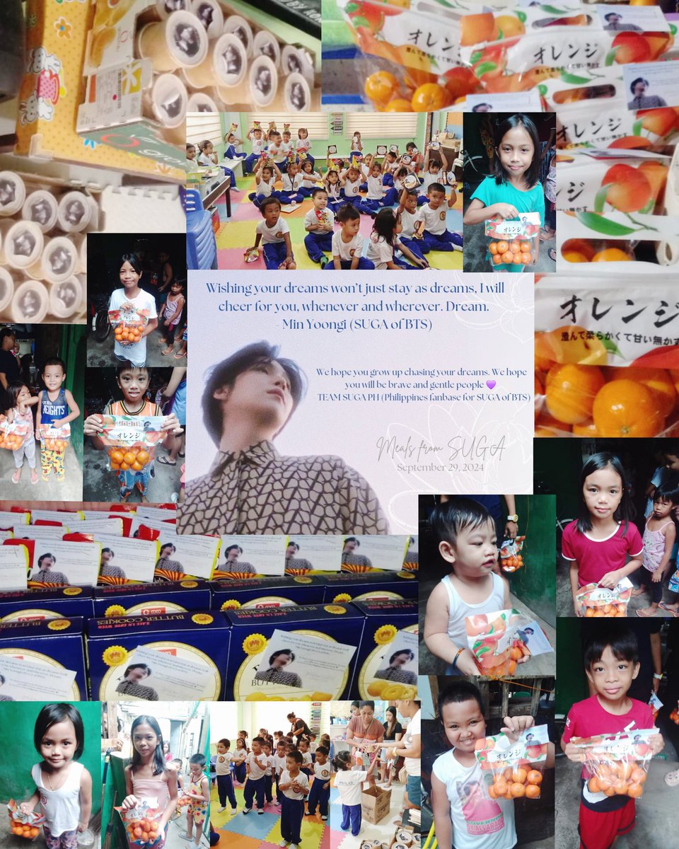 teamsugaph's tweet photo. ๐ชท YOON-GIVES FOR YOONGI Project update ๐ชท
"Meals from SUGA" were provided to 90 kids of Hulo, Obando, Bulacan ๐ต๐ญ
๐ total of 100 meals, 60 packs of cookies & 20- kilo tangerines
Thank you, ARMY sponsors ๐
MAHAL KA NAMIN YOONGI
#YoongiNeverWalksAlone
#SUGA #AgustD #์๊ฐ https://t.co/FJPqSFjErI