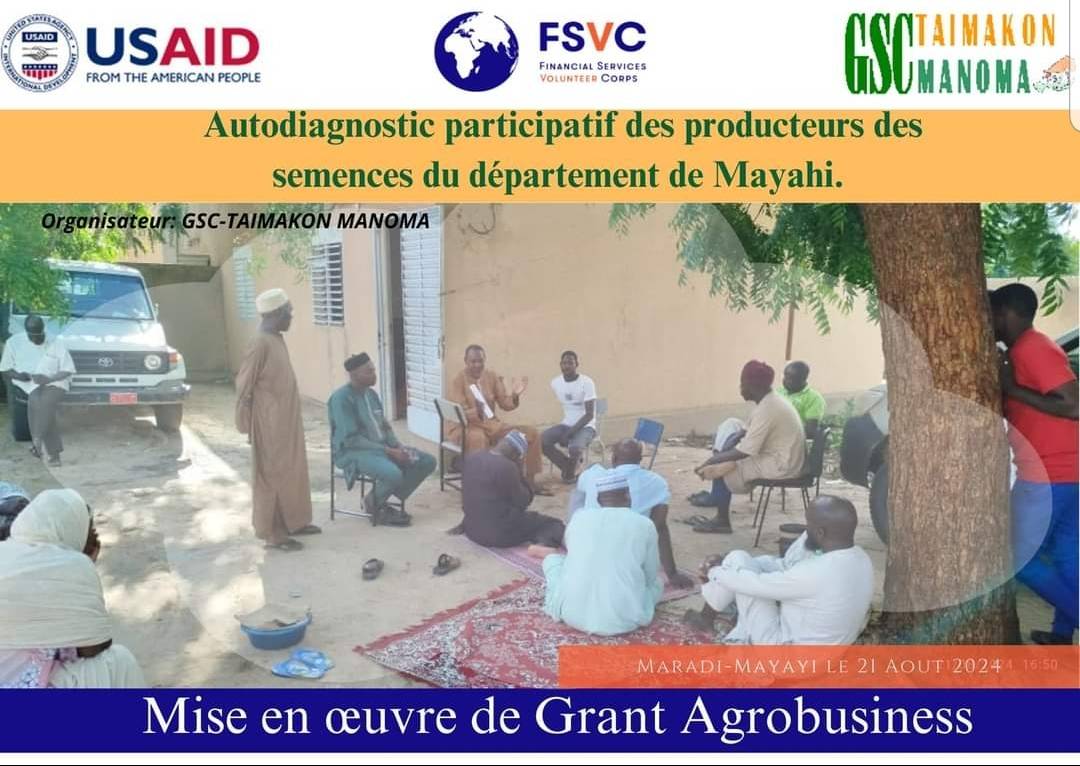 GscTaimako's tweet photo. Le GSC Taimakon MANOMA a démarré ses activités par l’étape d'autodiagnostic participatif des producteurs des semences dans le département de Mayahi.
Cette activité entre dans le cadre de la mise en œuvredes projets sur l’agrobusiness financés par l’@USAID, à travers #FSVC-#SHIGA. https://t.co/kREtMMHNFP