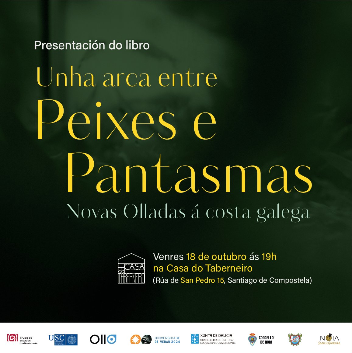 GEA_USC's tweet photo. 📌A presentación do libro “Unha arca entre Peixes e Pantasmas. Novas Olladas á costa galega” terá lugar na Casa do Taberneiro o vindeiro 18 de outubro ás 19.00 h. Actividade organizada por: @GEA_USC da @UniversidadeUSC e @ollo_photo 

Para máis info: https://t.co/WakvAuaoW4 https://t.co/h6HaDNV6ZU